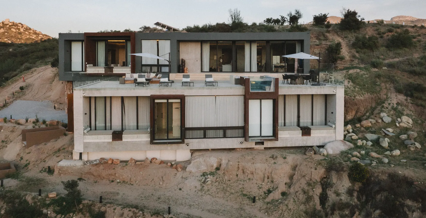 Kasa Kefi perched on the hillside at Valle de Guadalupe